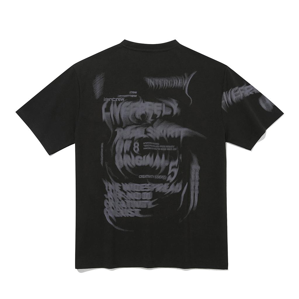 INTERCREW Halftone Blur Print Short Sleeve T-Shirt Black Ita2Tm10Abk