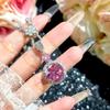 2026 Pink Zircon Necklace, Romantic Cherry Blossom Pink Diamond Set, Long Argyle Pink Diamond Stud Earrings Pendant.