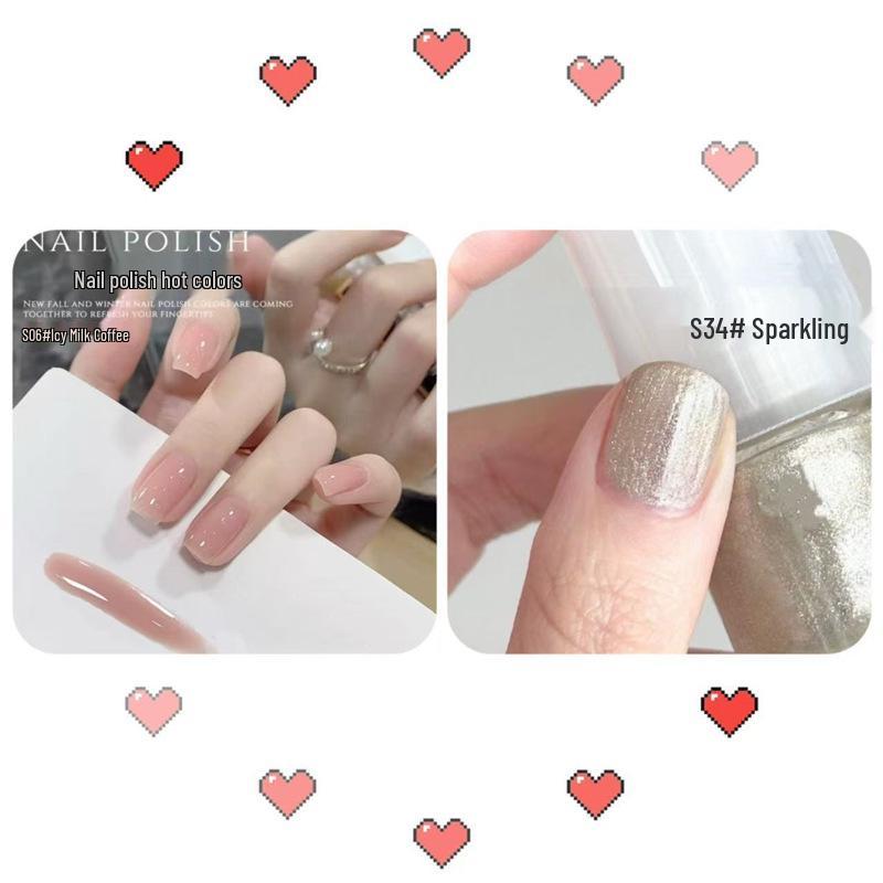 Abziehbarer Feinglitzer Nude Nagellack Set - Geruchlos, Kein Brennen, Kristallklar für Studenten