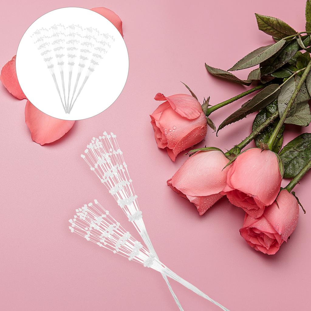 100 sztuk Sznur Pereł Beżowy 4 mm 23 cm Plastik ABS Dekoracja Weselnego Bukietu Ślubne Florystyczne Patyczki Akcesoria Imprezowe Środkowa Dekoracja