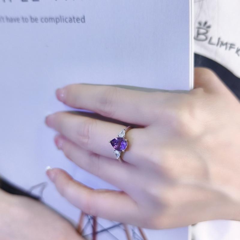 925 Sterling Silver Teardrop Ring for Women, Natural Topaz/Peridot/Amethyst Crystal Band, Fashion Jewelry