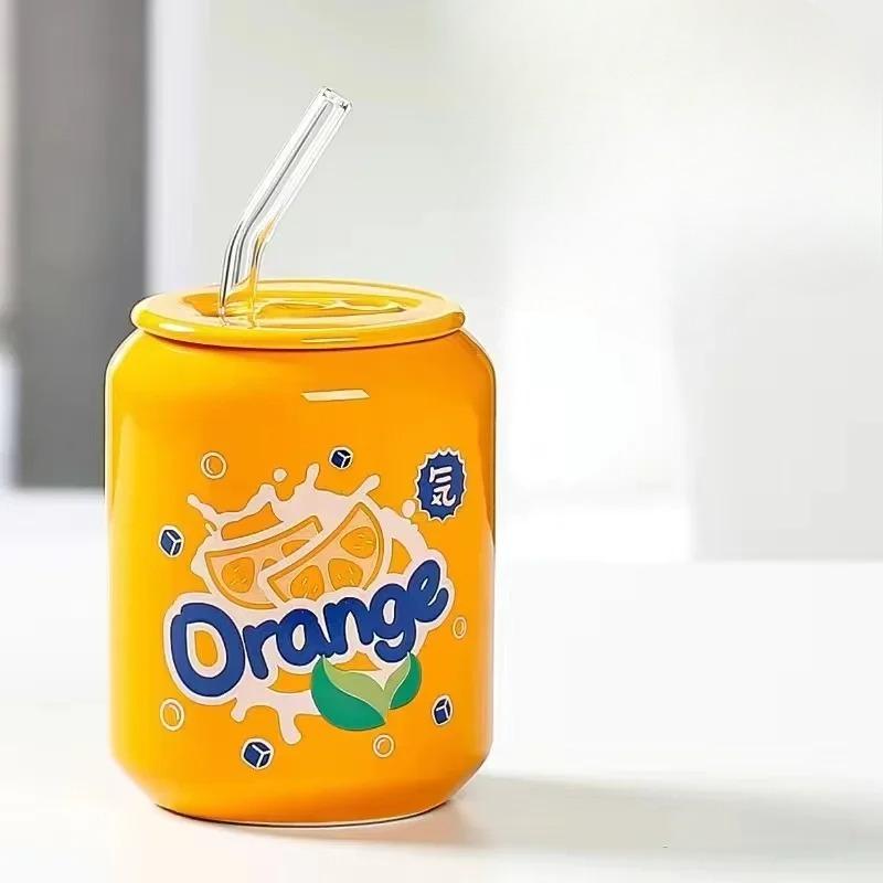 

Romantic Couple Mug Ceramic Cups and Bottles Have A Unique Design Fashion Fruit Straw Cup Fresh Fruit Color 420ml