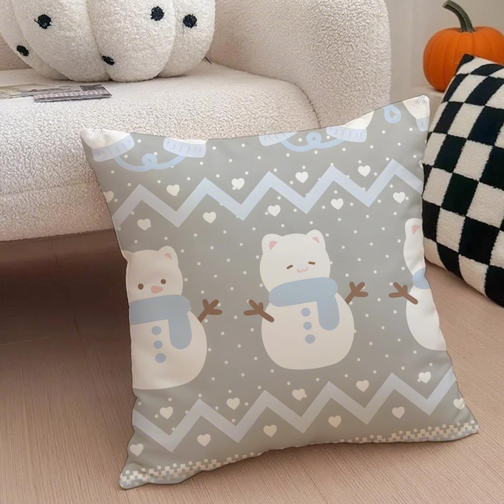 happy snowman funny casual cute  Cushion Cover Throw Pillow Cover Hidden Button Durable Polyester Chair Cushion