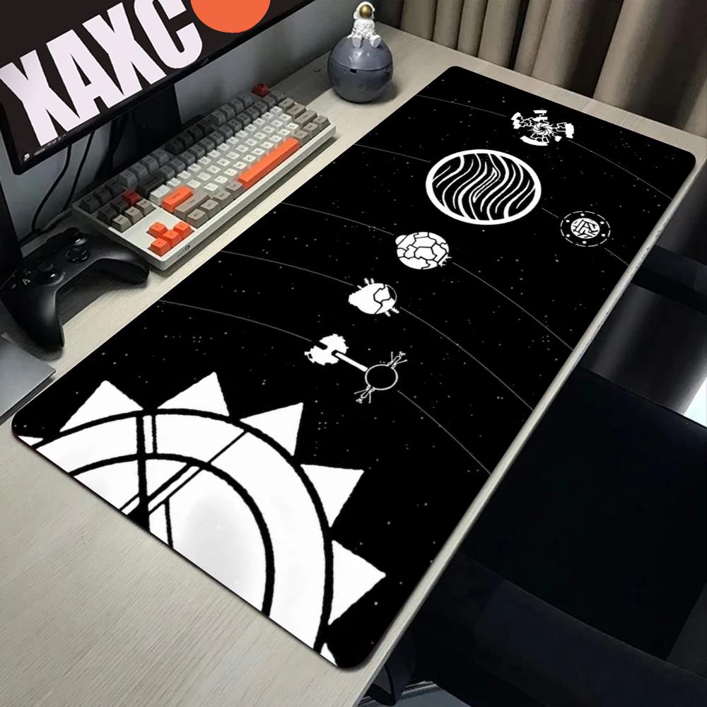 Mouse Pad Black And White Anime Keyboard Pad Laptop Outer Wilds Solar System Desk Mat PC Gaming Accessories Mousepad XXL Carpet
