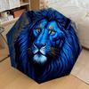 1pc Blue Lion Fashionable Automatic Opening/Closing Folding Umbrella with 8 Iron Bones, Plastic Handle Yy251015009