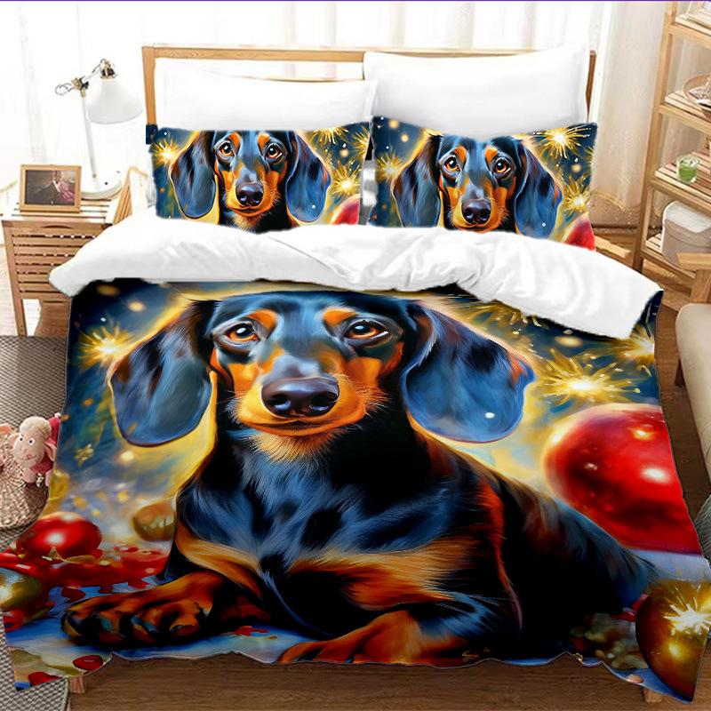 Quilt Cover 3D Digital Printing Three-Piece Set Home Textile Snow Cute Pet Tk Bedding
