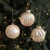 8cm Champagne Color High-Grade Ball with Gold Glitter Christmas Ball Ornament for Christmas Tree Hanging Decoration