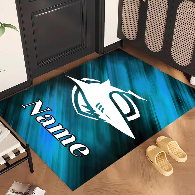 Cronulla Sutherland Sharks (1) Personalized Name Office Carpet Stylish Decor for Living Room Bedroom Kitchen
