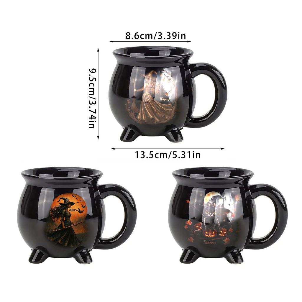 Halloween Witch Cauldron Mug Resin Creative Coffee Cup For Hot Beverages Creative Kitchen Drinkware Gift Giving