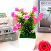Plastic Lily Cherry Blossom Rose Flowers Potted Plant For Decor Home