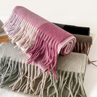 Retro Plaid Scarf Men's and Women's Autumn and Winter Coffee Color Atmosphere Imitation Cashmere Scarf Shawl Warm Fringed Scarf