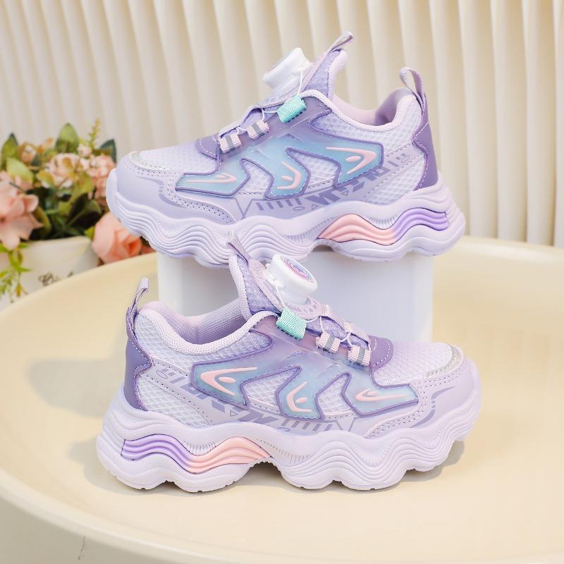 Kids Girls Breathable Mesh Sport Shoes With Rotating Buckle 26 фиолетовый