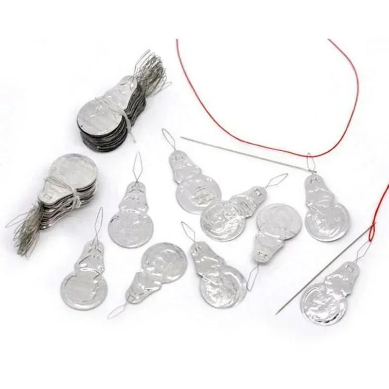 100 KS Navlékač jehly s drátkem na mašli Stroj na vkládání stehů Nástroj na vedení nitě pro ruční šití Cca 41*17*0,4 mm