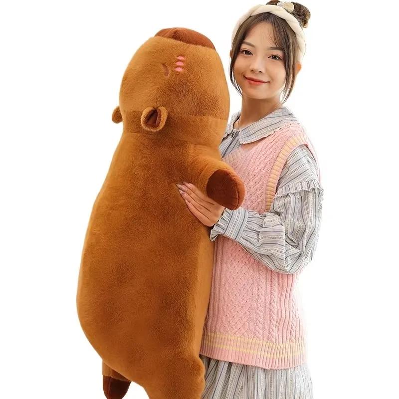 45/65cm Cute Stuffed Capybara Plush Toy Giant Sleep Hugging Body Pillow Bed Creative Long Pillow Home Decor