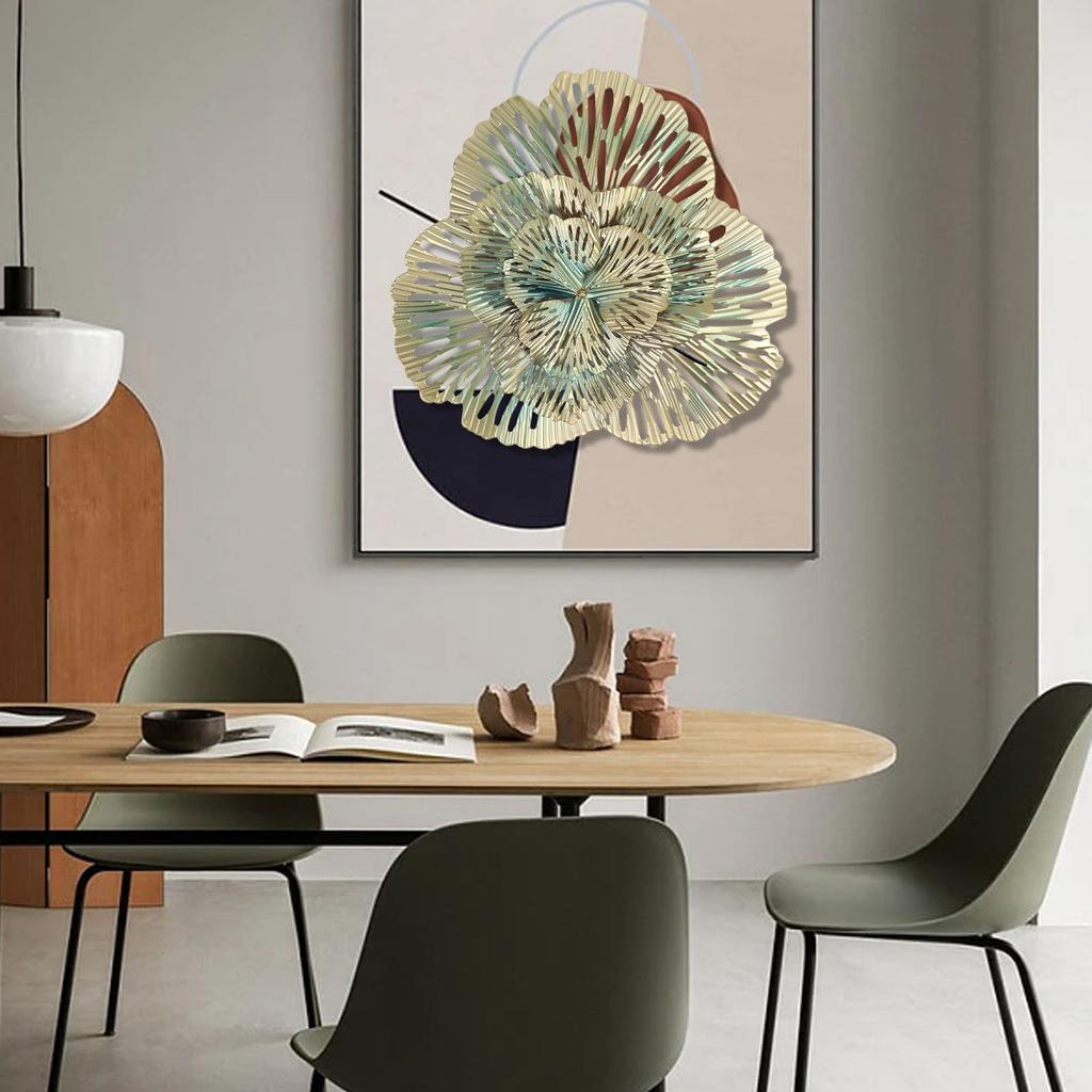 Metal Wall Decor Modern Stylish Triangular Ginkgo Flower Iron 3D Wall Sculpture for Living Room Bedroom Hall