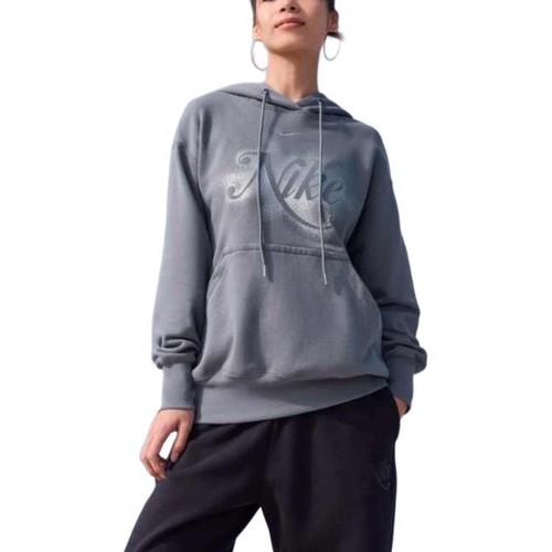 Nike Women's Hooded Casual Loose Sweatshirt In Grey-Blue
