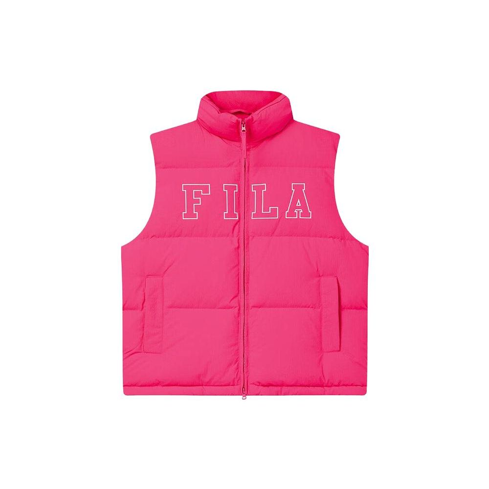 Fila Letter Logo Printed Lining Loose Down Vest Unisex Vests Bright-Pink F51U349903FWI