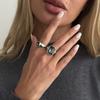Minimalist Geometric Square Diamond Elastic Bracelet, Ins Cool Sweet Inlaid Spliced Bangle For Women