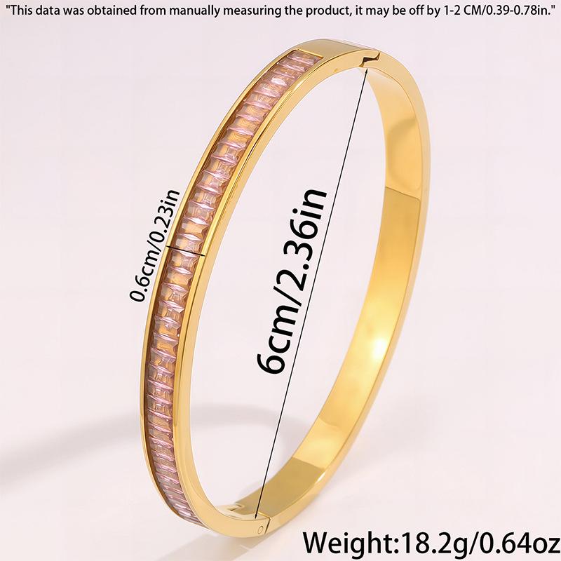  hot-selling light luxury Gypsy pink diamond titanium steel  women do not fade simple design row diamond arm ring