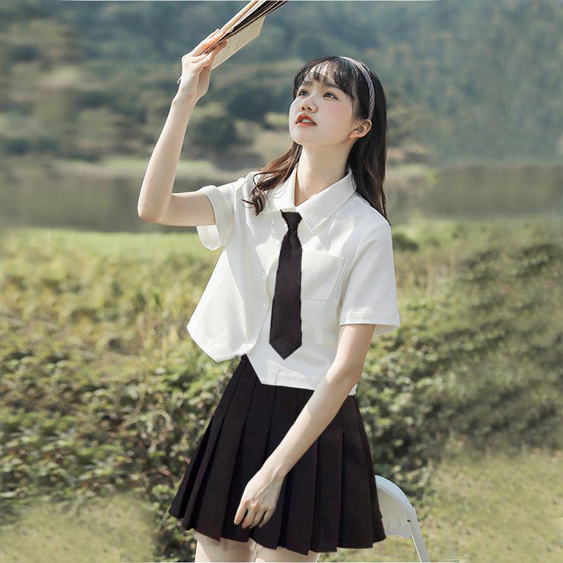 

Women s Short Sleeve White Japanese Academy Style Blouse Small