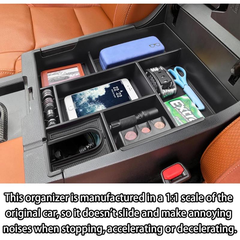Premium ABS  Center Console Tray For Toyota Tundra 2014- Durable Anti-Slip Armrest Storage Box Car Styling Accessories