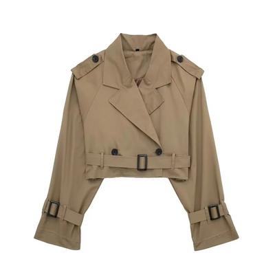 Women's Stylish Slim Jacket Spring Fall Girls Cool Double-breasted Jacket Top Office Simple Casual Short