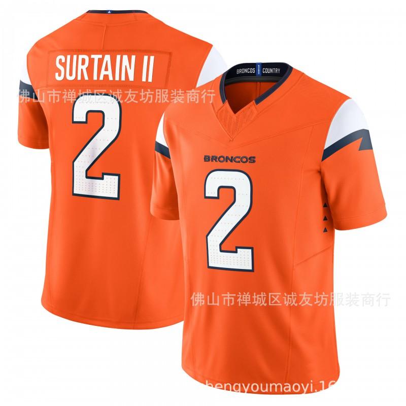 3rd Gen Football Jersey Mens Vintage Orange Broncos 2 Surtain II Sports Shirt
