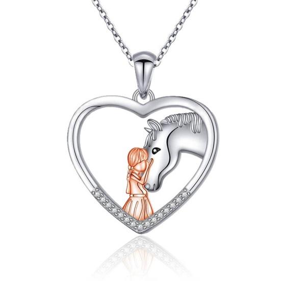 Horse Necklace for Women Girl And Horse Heart Pendant Necklace Sparkling Rhinestone Necklace Jewelry Gift for Horse Lovers Girls Daughter