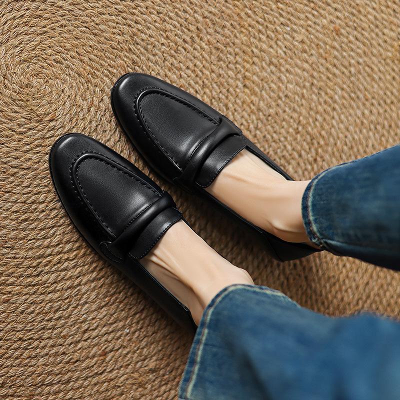 Spring and Autumn new retro small leather shoes women's shoes simple and versatile soft flat loafers
