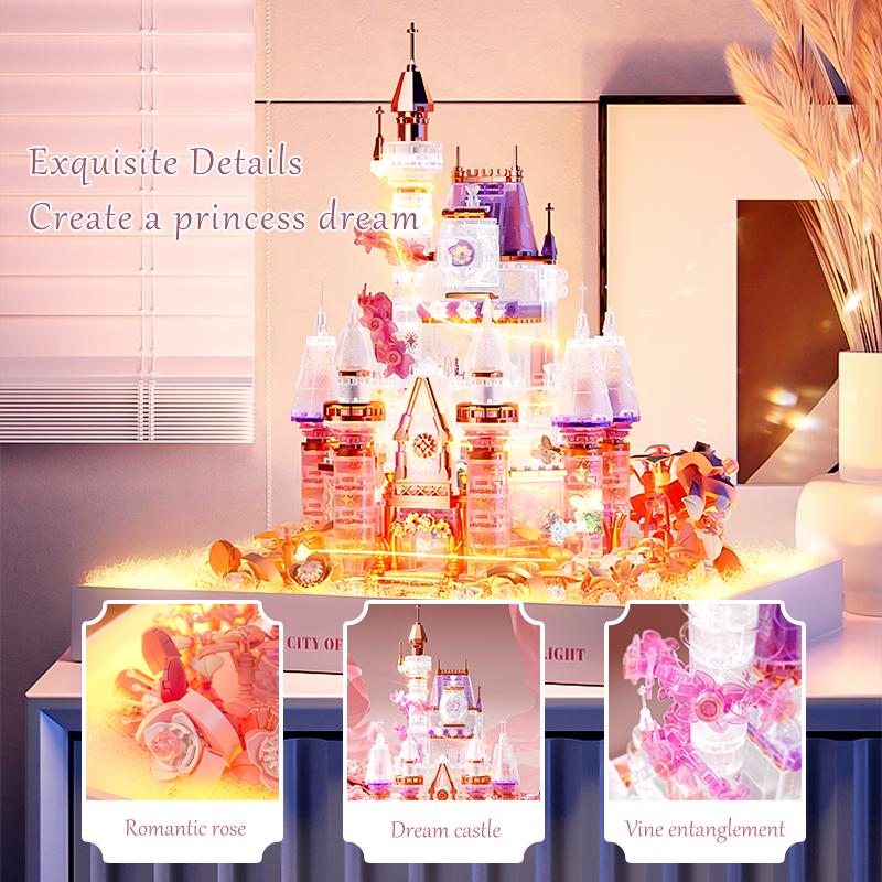 Non-Toxic Dreamy Crystal Flower Castle Assemblage Building Blocks Toys Architecture Model Bricks Home Decor Creative Ornaments Children Gifts