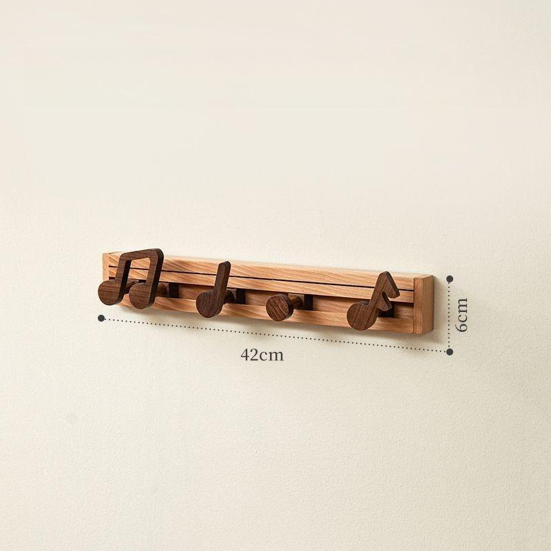 Musical Note Wall Hook, Solid Wood Entryway Coat Rack with Key Holder, Space-Saving Door Hanger for Hats,Bags and Home Decor