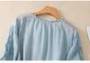 2025 Summer Artistic V-Neck Embroidered Floral Women's Shirt with Five-Point Sleeves