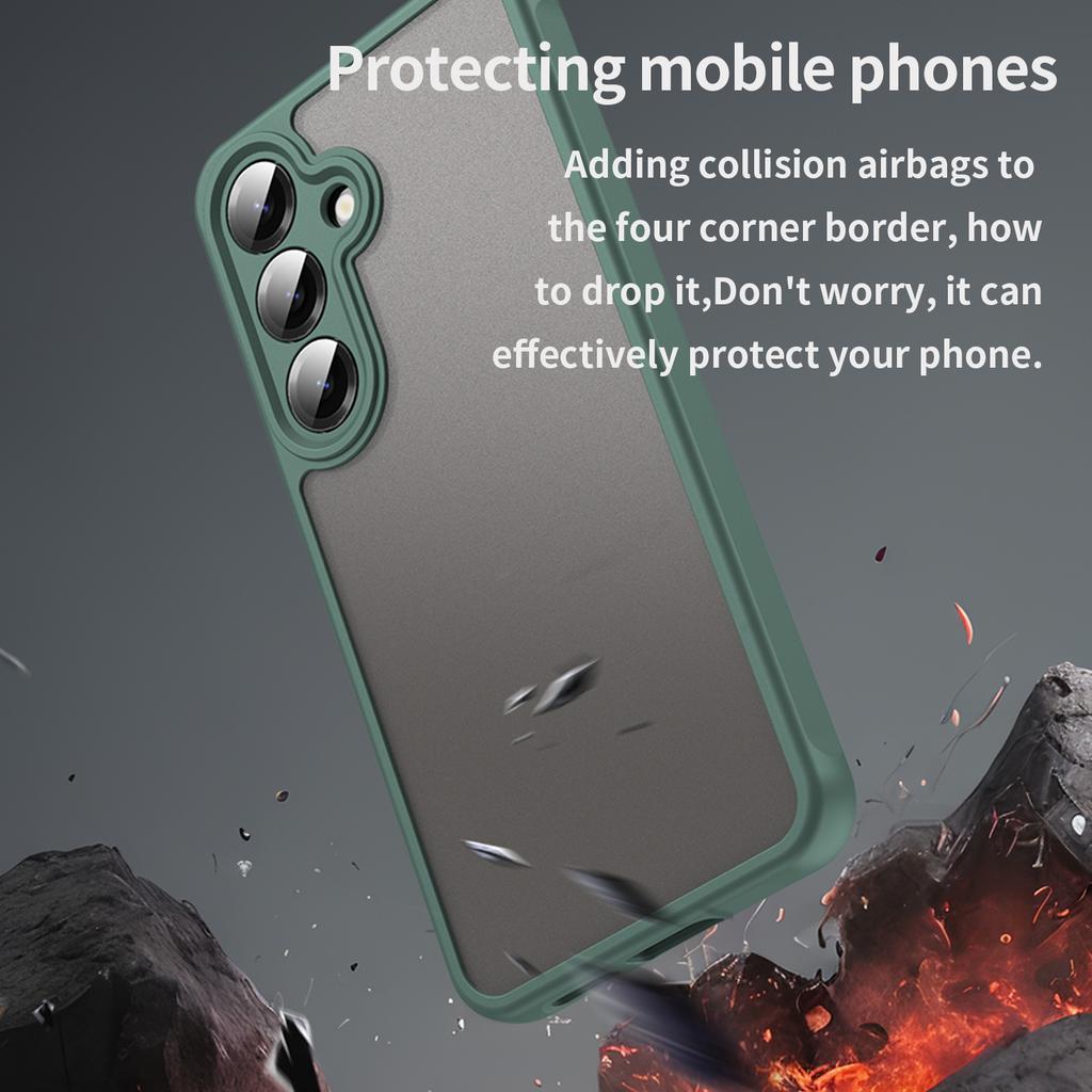 For Samsung Galaxy S25/S24 Phone Case Drop Proof Airbags Frosted Translucent PC + TPU Back Cover