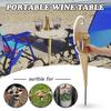 Outdoor Wine Table With Foldable Round Desktop Mini Wooden Picnic Table Collapsible Easy To Carry Wine Rack Party Travel Tools