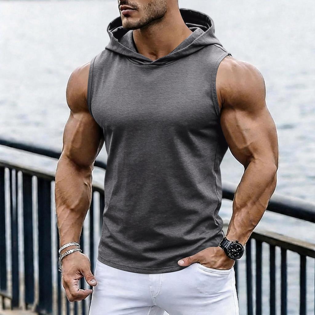 Men's Casual Fashion Sleeveless Hooded Tops | Lightweight Summer Hooded Tank Tops