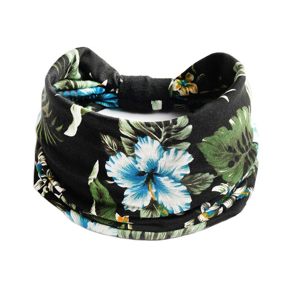 Boho Blume Muster Breite Stirnbänder Vintage Knoten Elastisches Turban Kopftuch für Damen Mädchen Weiches Bandana Haarschmuck