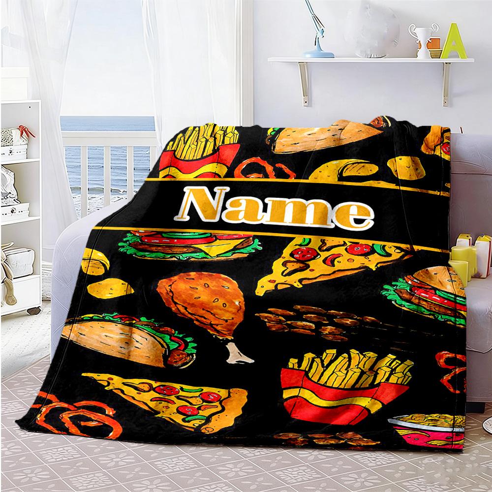 Foodie Customize Your Name Blanket Lightweight Personalized Blanket Comfortable for Nap Livingroom Sofa Couch for All Occasions