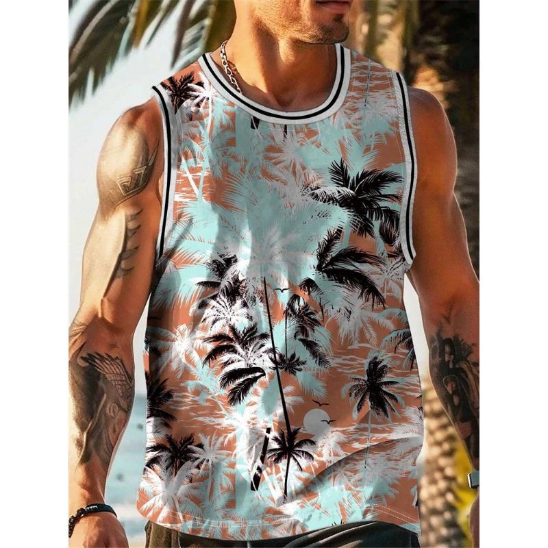 3D Printed Retro Geometry Tank Tops For Man Colorful Splicing Pattern Tees Summer Casual Vest Oversized Sports Street Tank Top