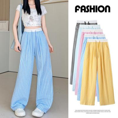 New Plaid Pants for Women Spring/Summer 2026 New High-Waisted Dopamine Casual Trousers