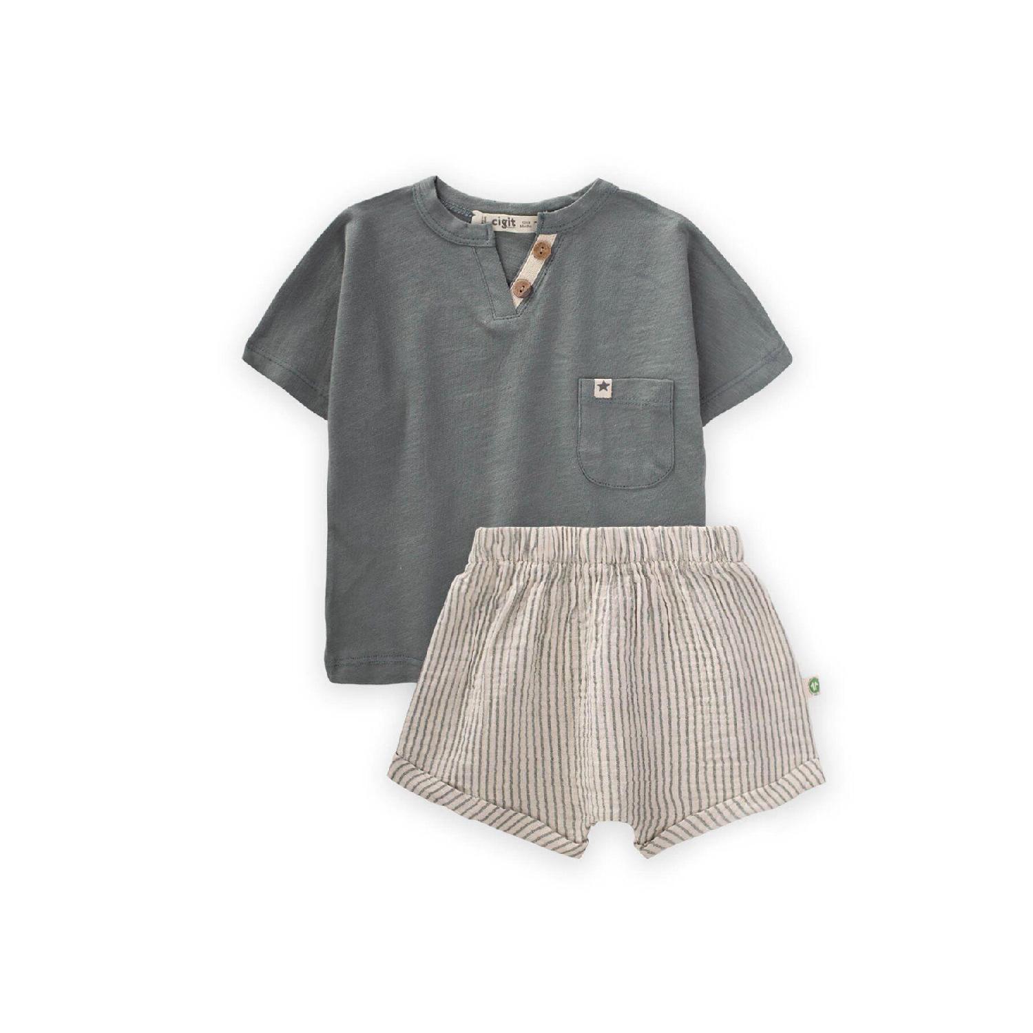 

Комплект из органических футболок и шорт, для детей 1–5 лет, зеленый 2-4 Yaş зелёный