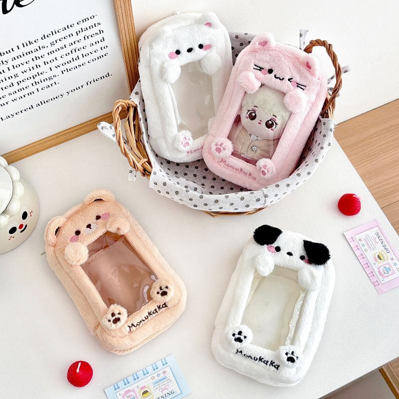 Cartoon Animal Plush Storage Bags for 13cm Cute Doll Display Plastic Protector Case Zipper Cosmetic Bag for Women Traveling Bags