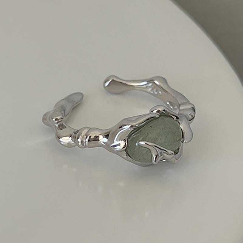 

Foxanry Minimalist Silver Color Stone Rings for Women Couples New Fashion Creative Design Geometric Birthday Party Jewelry Gifts resizable