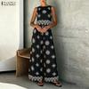 ZANZEA Two Piece Suit Women Sleeveless Print Tank Tops and Long Pants Casual Sets
