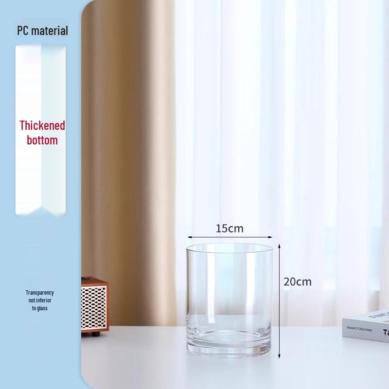 Extra Thick PC Cylindrical Decorative Plastic Vase