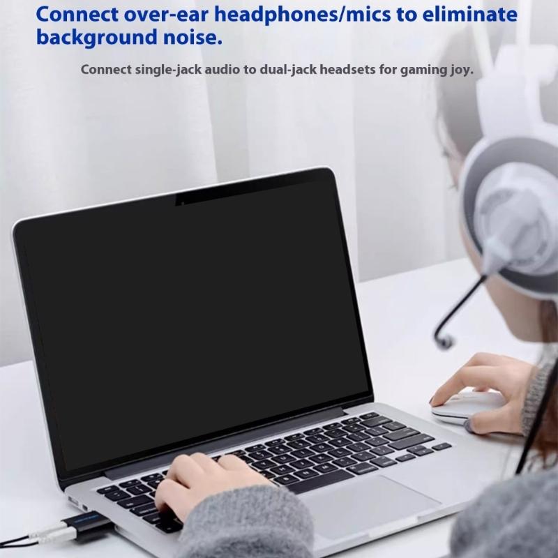 External USB Auditory Adapter Double 3.5mm Headsets And Microphone Port For Desktop Computer Hifi Sound