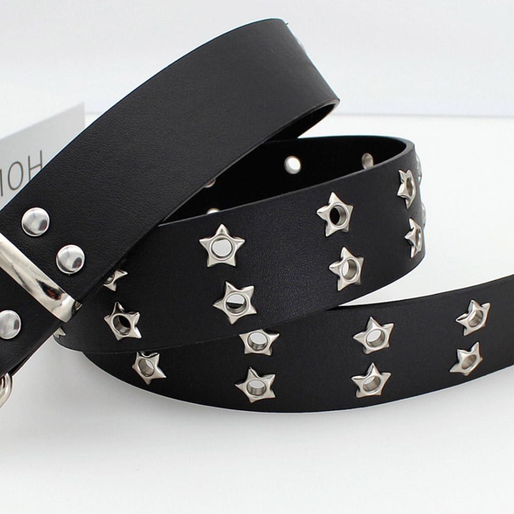 Star Eye Rivet Belt Hollowed-out Punk Belt For Man/women Buckle Decoration Y2K Fashion Pu Waist T1A0