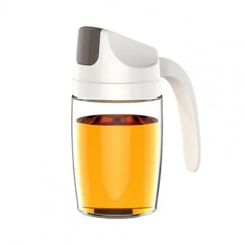 Leakproof Glass Oil Bottle Can Automatic Opening Seasoning Dispenser with Handle