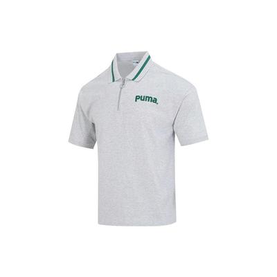 Logo-Aufdruck Reißverschluss Kurzarm Poloshirt Herren Oberteile Grau 622541-04