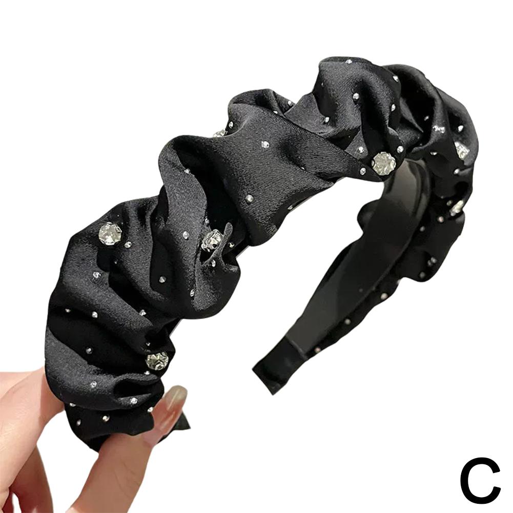 

Роскошные ободки для волос со стразами для женщин, однотонные ободки, модные ободки для волос Y2K Hai O8W7 Black-One size