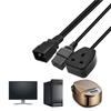 1 To 2 Power Adapter Cable Line IEC320 C20 To UK+IEC320 C19 Connectors Cord Wire 32cm Length